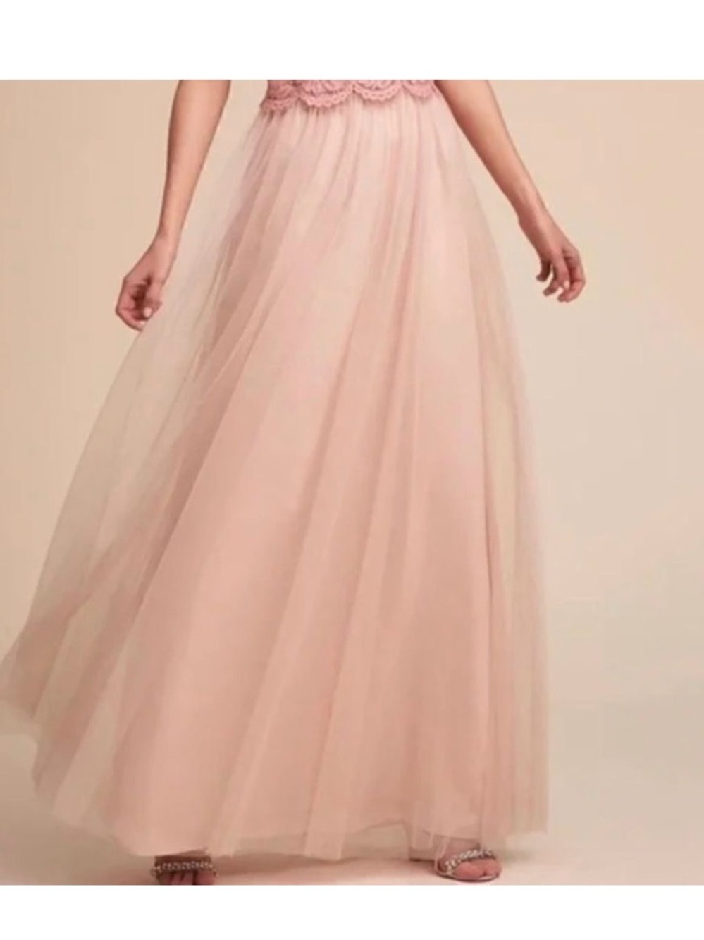 Jenny Yoo Blush Pink Tulle Maxi Skirt